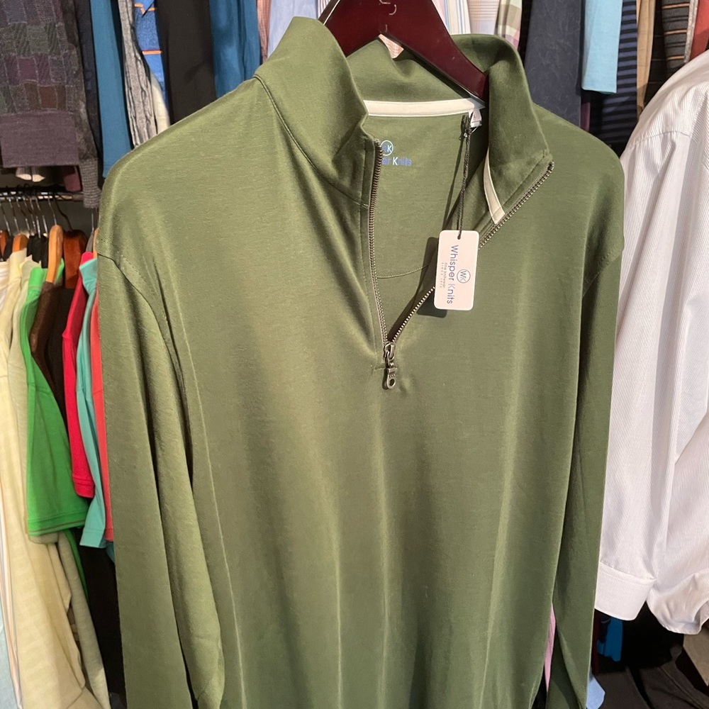(New) Whisper Knits Men’s Quarter-Zip / Green / L
